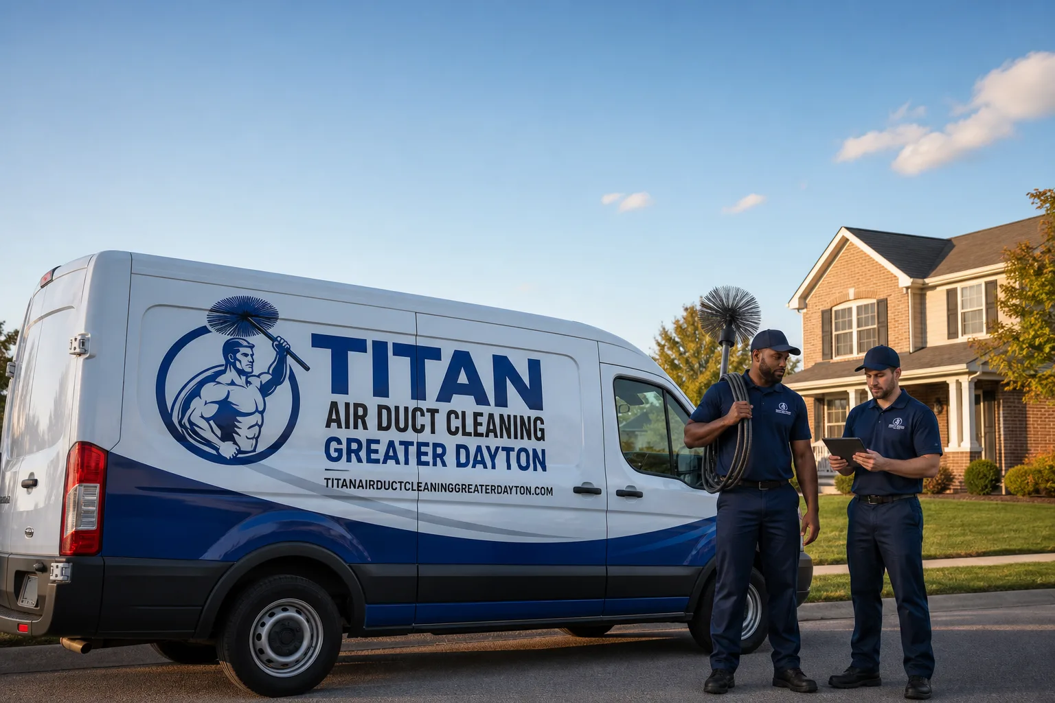 Titan Air Duct Cleaning Greater Dayton service vehicle and crew in Dayton, OH